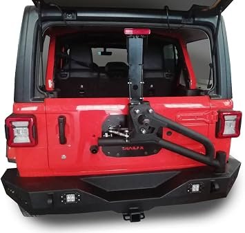 TrailFX JL03T Rear Bumper with Tire Carrier – Textured Black Steel – Fits 2018-2019 Jeep Wrangler JL