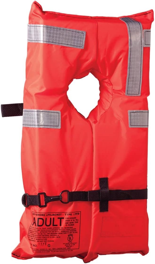 Onyx Commercial Type I Adult Life Jacket – USCG Approved Offshore PFD, High Buoyancy Design for Commercial Marine Use
