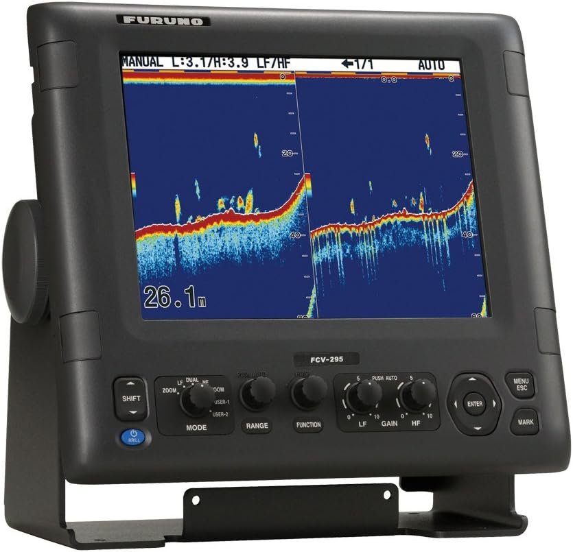 Furuno FCV295 Color LCD Fish Finder – 10.4in VGA Display, 1/2/3kW Output, Dual Frequency 28-200kHz Sounder