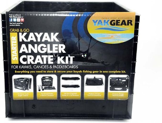 YakGear 1002601 Angler’s Crate Starter Kit – Kayak Fishing Crate System with Rod Holders and Accessory Mounts