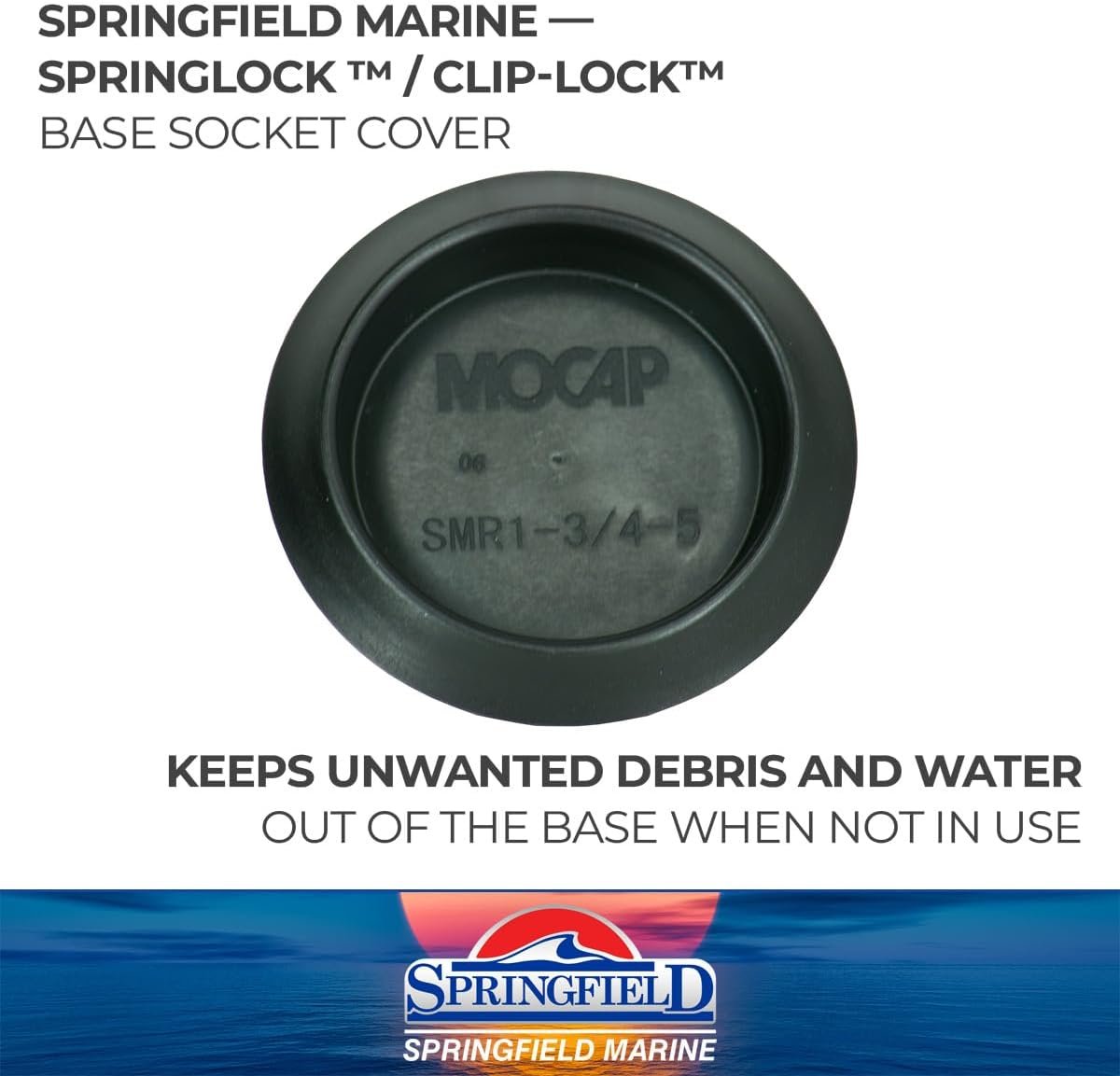 Springfield 2100091 Spring-Lock Socket Plug Cover – Black Plastic 1-3/4in Deck Base Cover Pair for Marine Seat Mount Openings - Image 2
