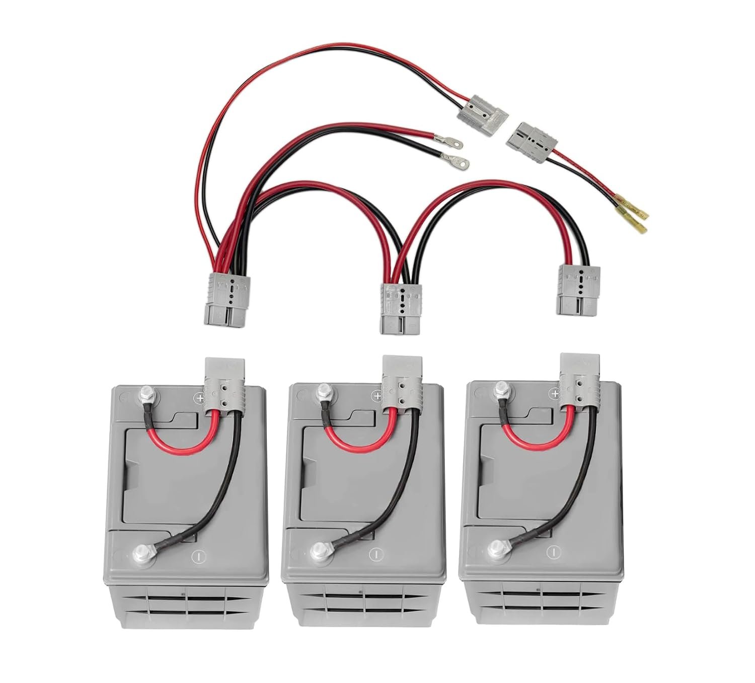 Connect-Ease RCE312SLR 3-Battery Parallel Quick Connect Harness – Solar Battery Bank Wiring System for 12V Batteries