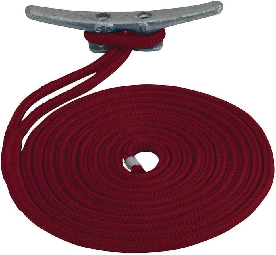 Sea-Dog 2110015RD1 Double-Braided Nylon Dock Line – 3/8in x 15ft Red Mooring Rope with Spliced Eye - Image 2