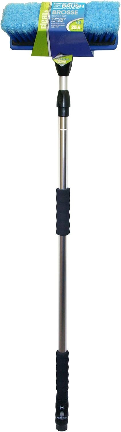 Carrand 93089A Flow-Through Brush – 10in Wash Head with 65in Extension Handle for RV and Truck Cleaning - Image 3