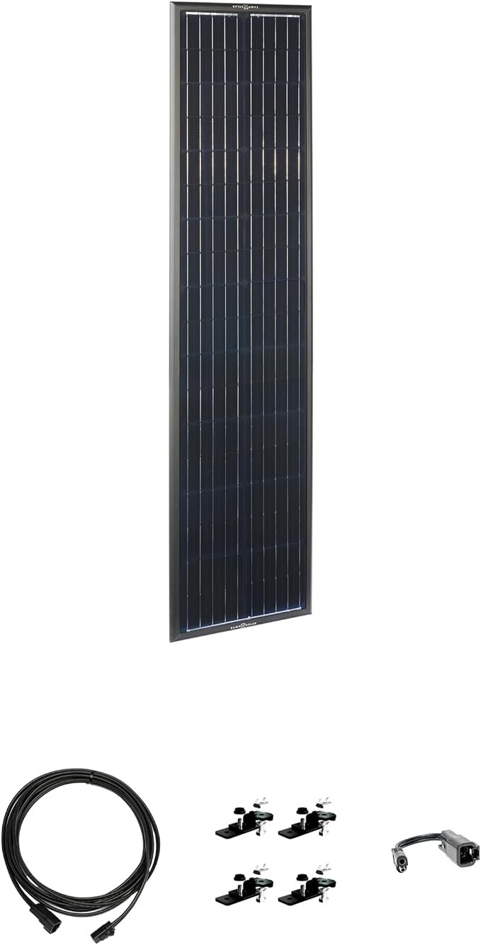 Zamp Solar ZSK1008 Obsidian 90 Watt Roof Solar Panel Kit – 59.1 x 14.3 in Panel, Black Anodized Frame & Roof Mount Design