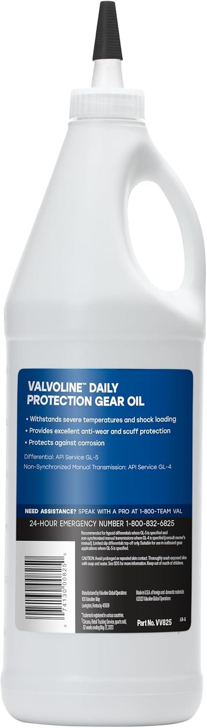 Valvoline High Performance 85W-140 Gear Oil 825 – API GL-5 Extreme Pressure Formula, 1 Quart Bottle - Image 2