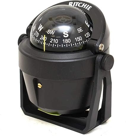 Ritchie Navigation B51 Explorer Compass – 2.75in Direct-Reading Black Dial, Bracket Mount with Green Illumination