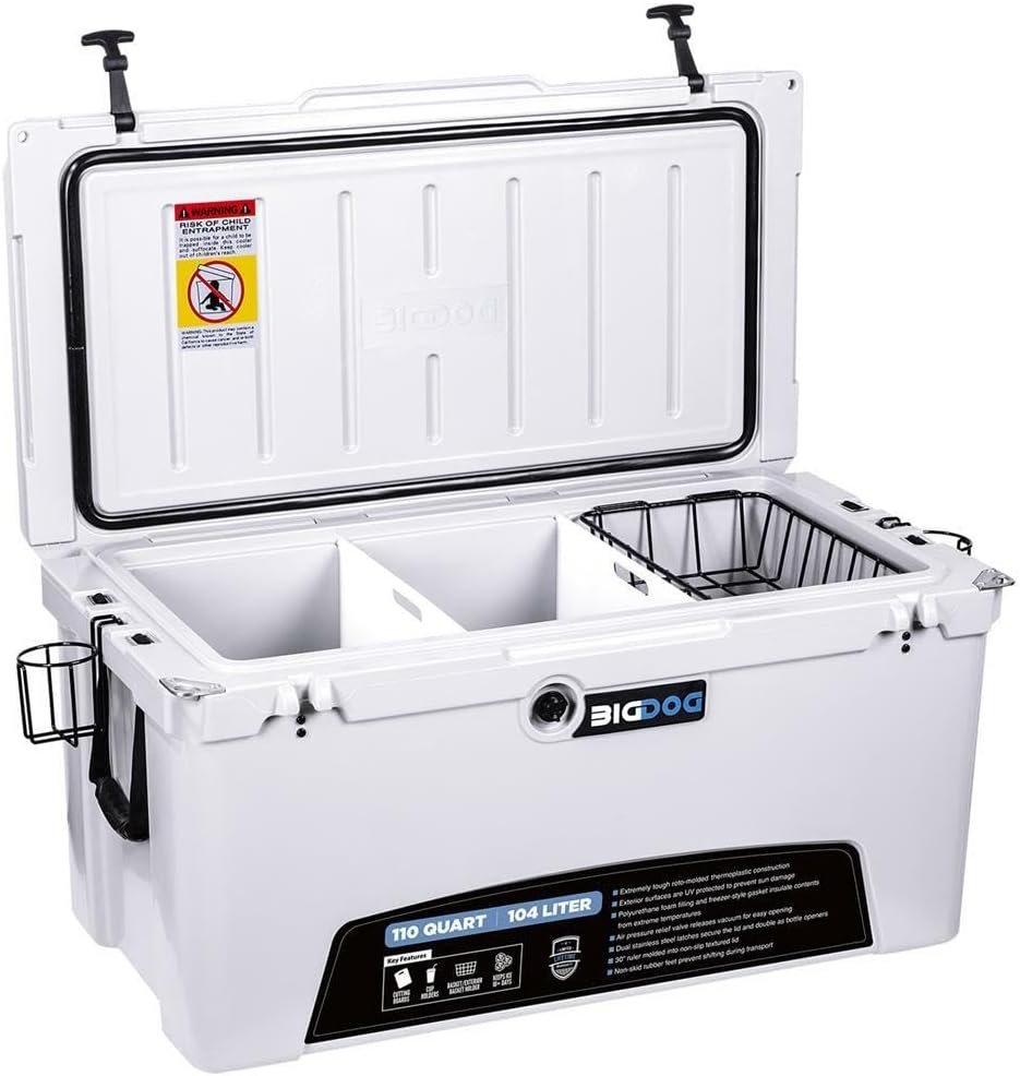 Husky Towing BDC110 110 Quart Hard Cooler – 144 Can Capacity – Roto-Molded White Cooler with Accessory Kit - Image 2