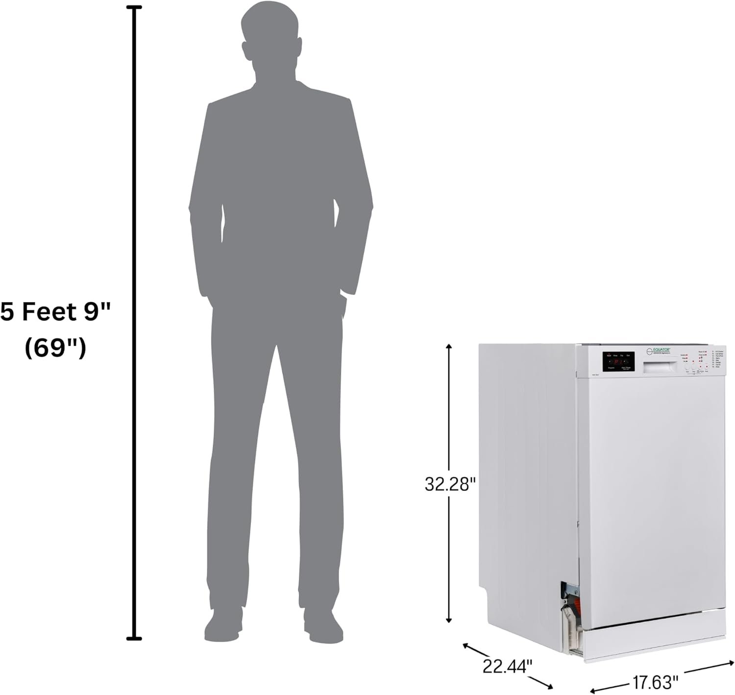 Pinnacle WB1840 18-Inch Built-In Dishwasher – 10 Place Settings, 8 Wash Cycles, White Finish, Sanitize Function - Image 3