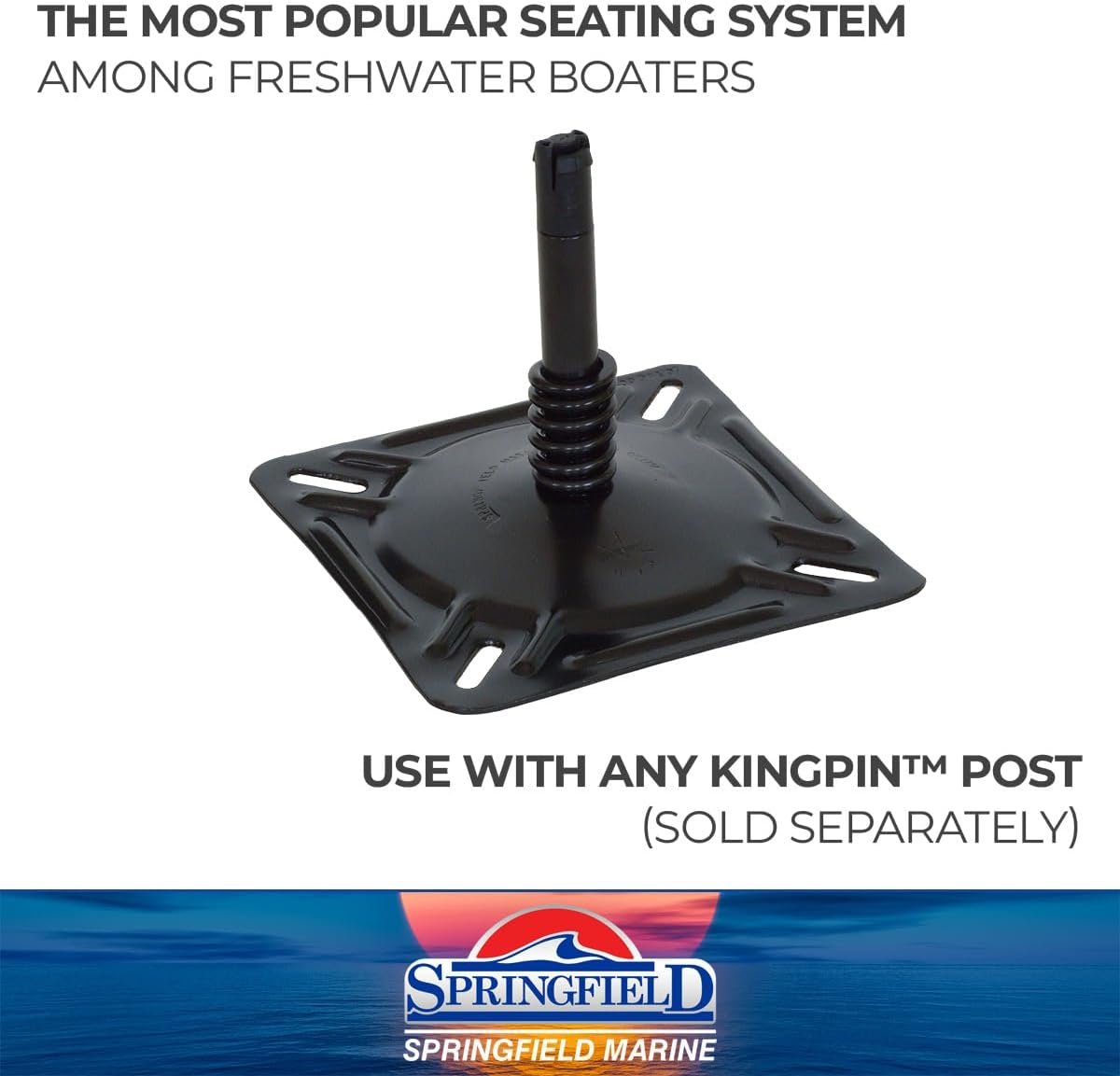Springfield 1615201EC KingPin Seat Mount with Spring – 7in x 7in Marine Swivel Base with E-Coat Finish and 360° Rotation - Image 3