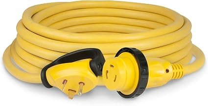 Marinco 50SPPRV PowerCord Plus Shore Power Cord – 50 ft 30A 125V Locking RV Cord with LED Power Indicator