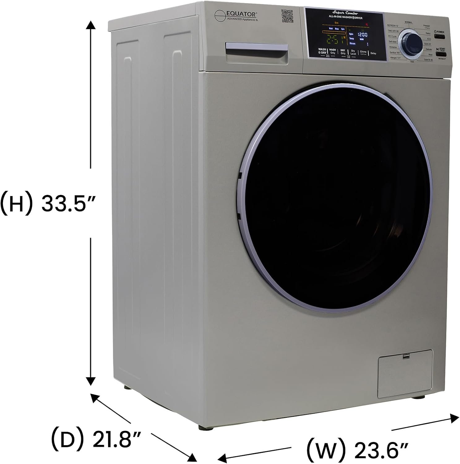 Pinnacle 800VSILVER Vented Washer Dryer Combo – 13 lb Capacity Silver Finish with Compact All-in-One Laundry Design - Image 2