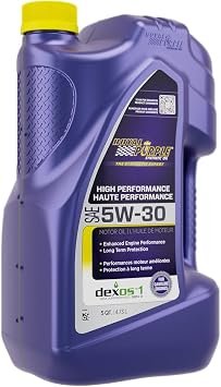 Royal Purple 20530 SAE 5W-30 Synthetic Motor Oil – 5 Quart Bottle for Gasoline Engines and Extended Protection