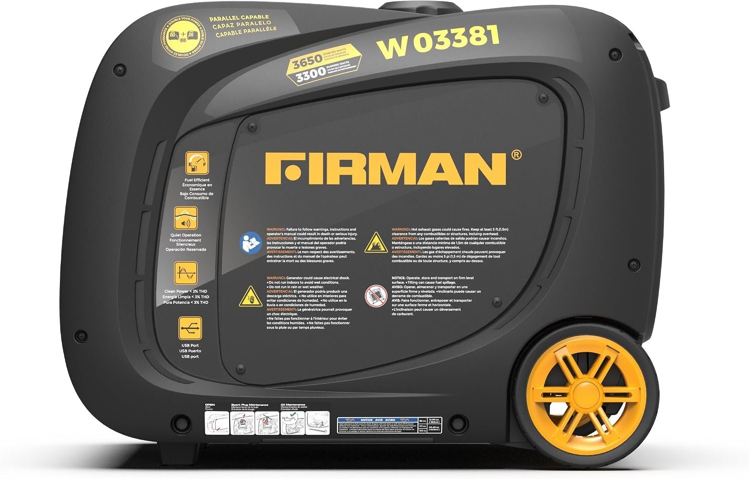 Firman W03381 Portable Inverter Generator – 3650 Starting Watts with Recoil Start and Clean Inverter Power - Image 4