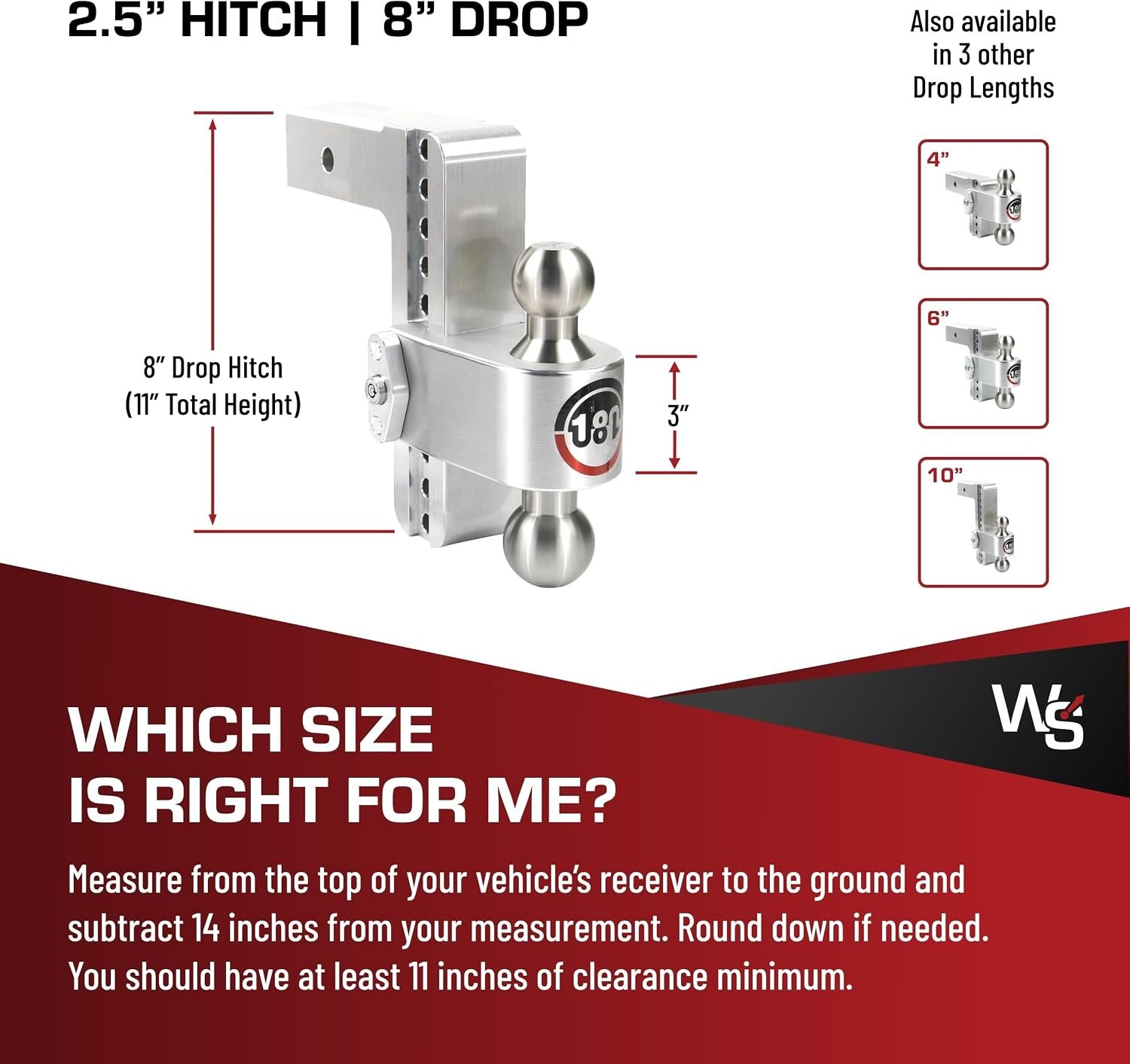 Weigh Safe LTB8-25 Adjustable Ball Mount – 8in Drop, 2.5in Receiver Shank, Turnover Ball with Built-In Scale - Image 3