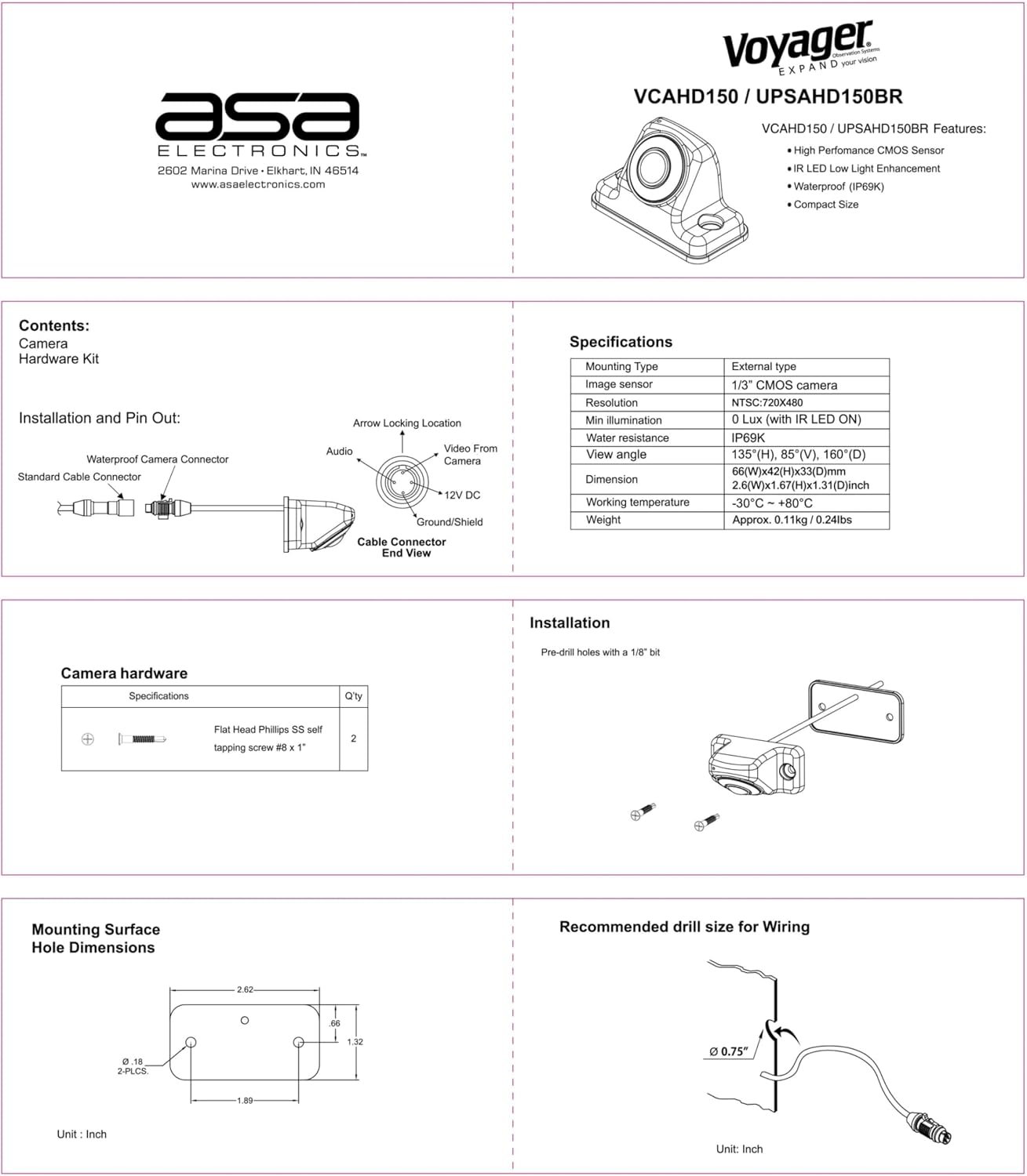 ASA VCAHD150 Voyager HD Camera – Fixed Mount Rear Observation Camera with High-Definition Imaging for RV Systems - Image 3