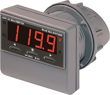 Blue Sea Systems 8247BSS Digital AC Meter – Multi-Function Marine Power Monitoring Display for 120/240VAC Systems