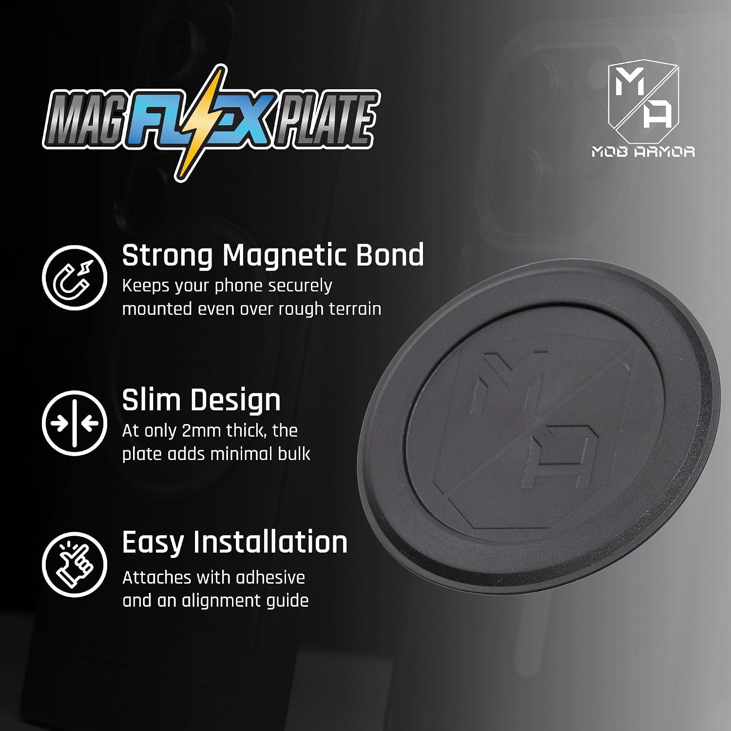 Mob Armor Flex Magnetic Accessory Plate MAGFLEX – Universal Metal Device Plate for Magnetic Mount Systems - Image 2