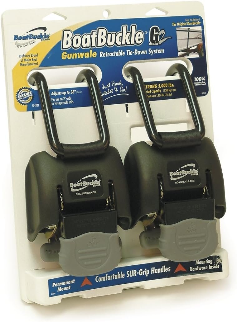 IMMI BoatBuckle F14221 Retractable Gunwale Tie-Down – 2in x 43in Self-Retracting Boat Trailer Securement Strap - Image 3