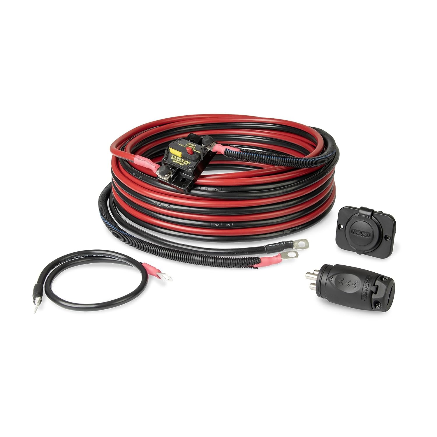 Marinco 24VWKS3 24V Trolling Motor Wiring Kit – 44ft 6/2 AWG Cable with 70A Plug, Receptacle and 50A Breaker