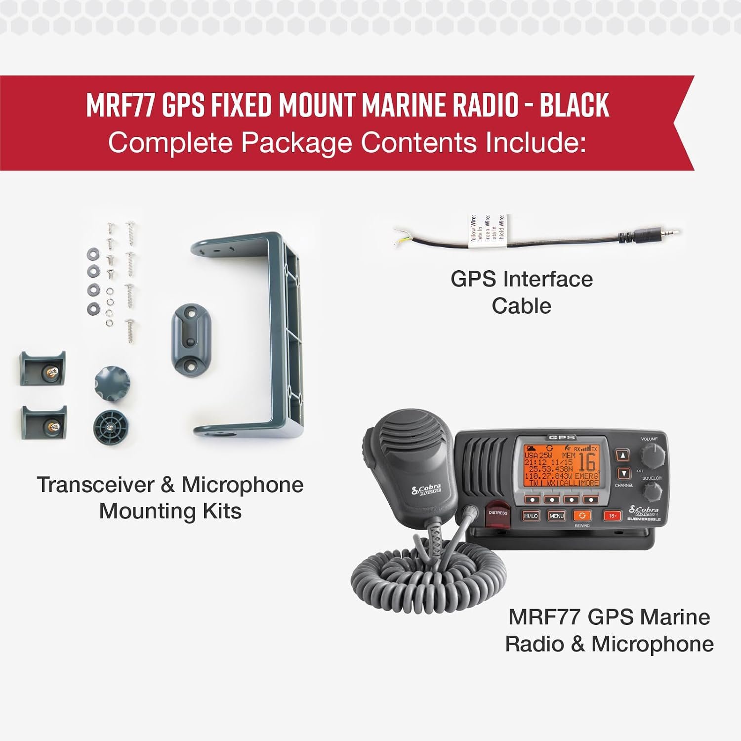 Cobra MRF77WGPS Fixed-Mount VHF Radio – Class-D DSC Marine Communication System with GPS and White Faceplate - Image 7