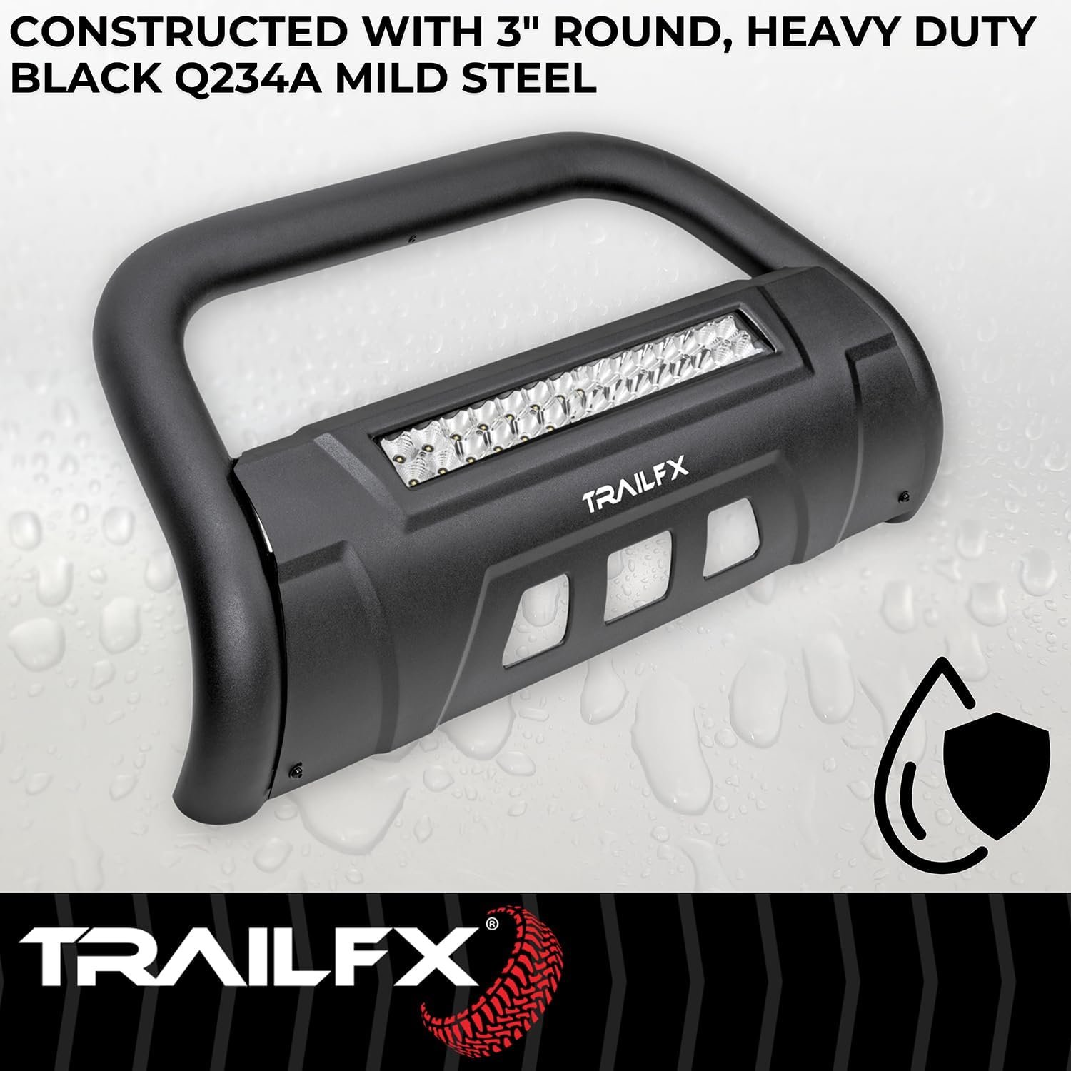 TrailFX B1614TKIT 3.5in Oval Bull Bar with 20in LED Light Bar – Black Powder-Coated Steel – Fits 2022-2025 Toyota Tundra - Image 3
