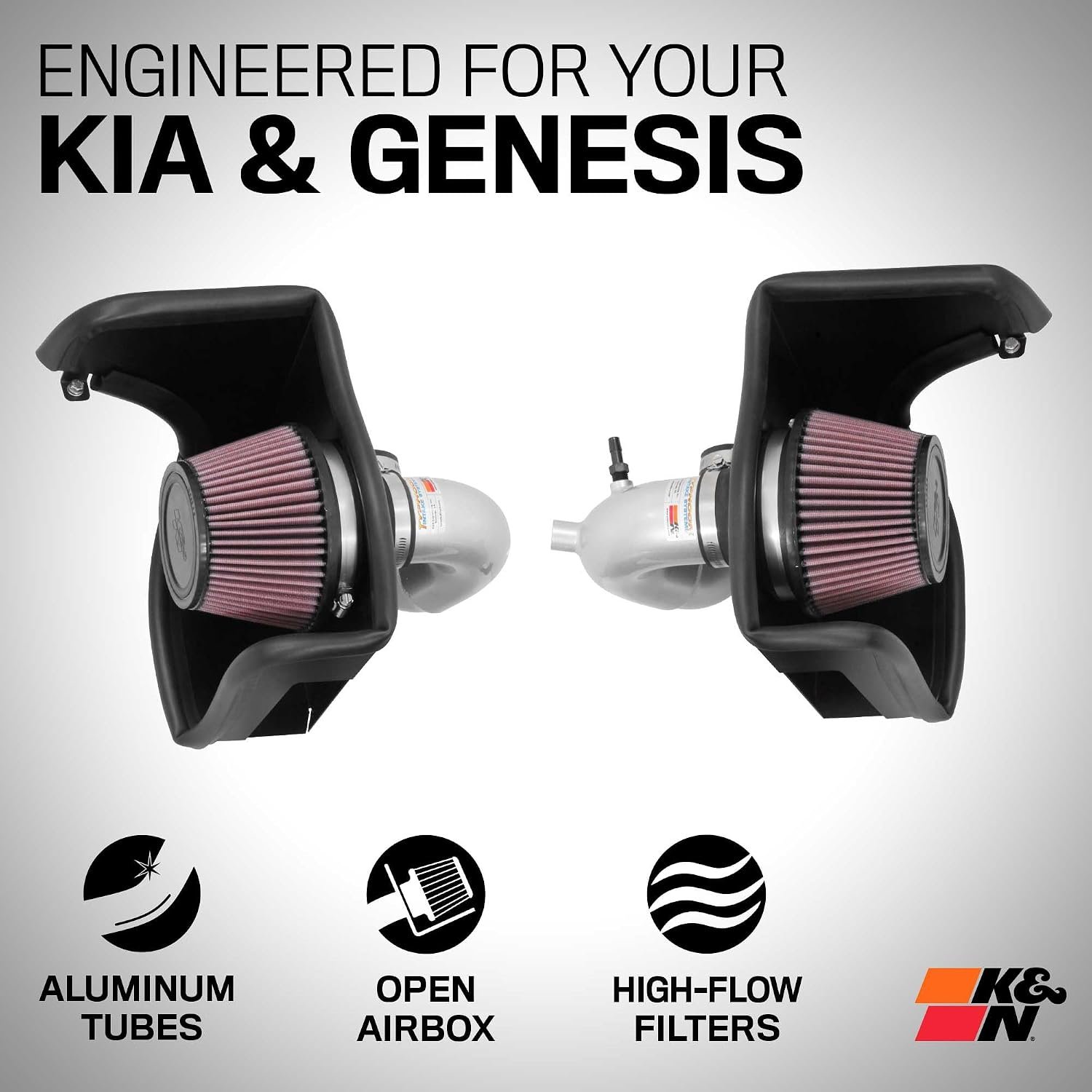 K&N 69-5318TS Typhoon Performance Air Intake System – Aluminum Intake Upgrade with Reusable Cotton Filter - Image 2
