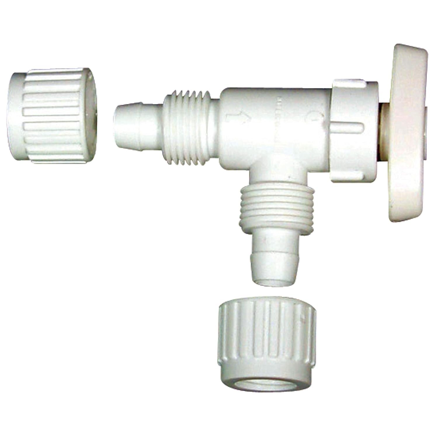 Flair-It 16883 Plastic Angle Stop Valve – 3/8 in Compression Connections, 200 PSI PEX Water Shutoff Valve