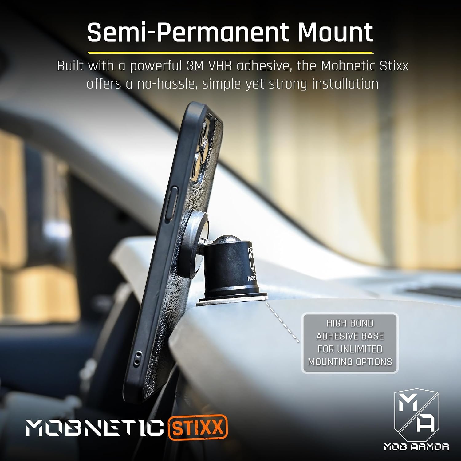 Mob Armor MobNetic Stix MOBNSTXBLK – Magnetic Phone Mount with Compact Low-Profile Design - Image 2