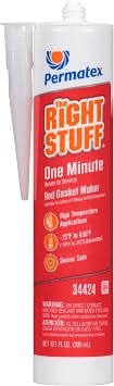 Permatex 34424 The Right Stuff Red Gasket Maker – 10.1 oz High-Temperature RTV Sealant Cartridge for Engine Repairs