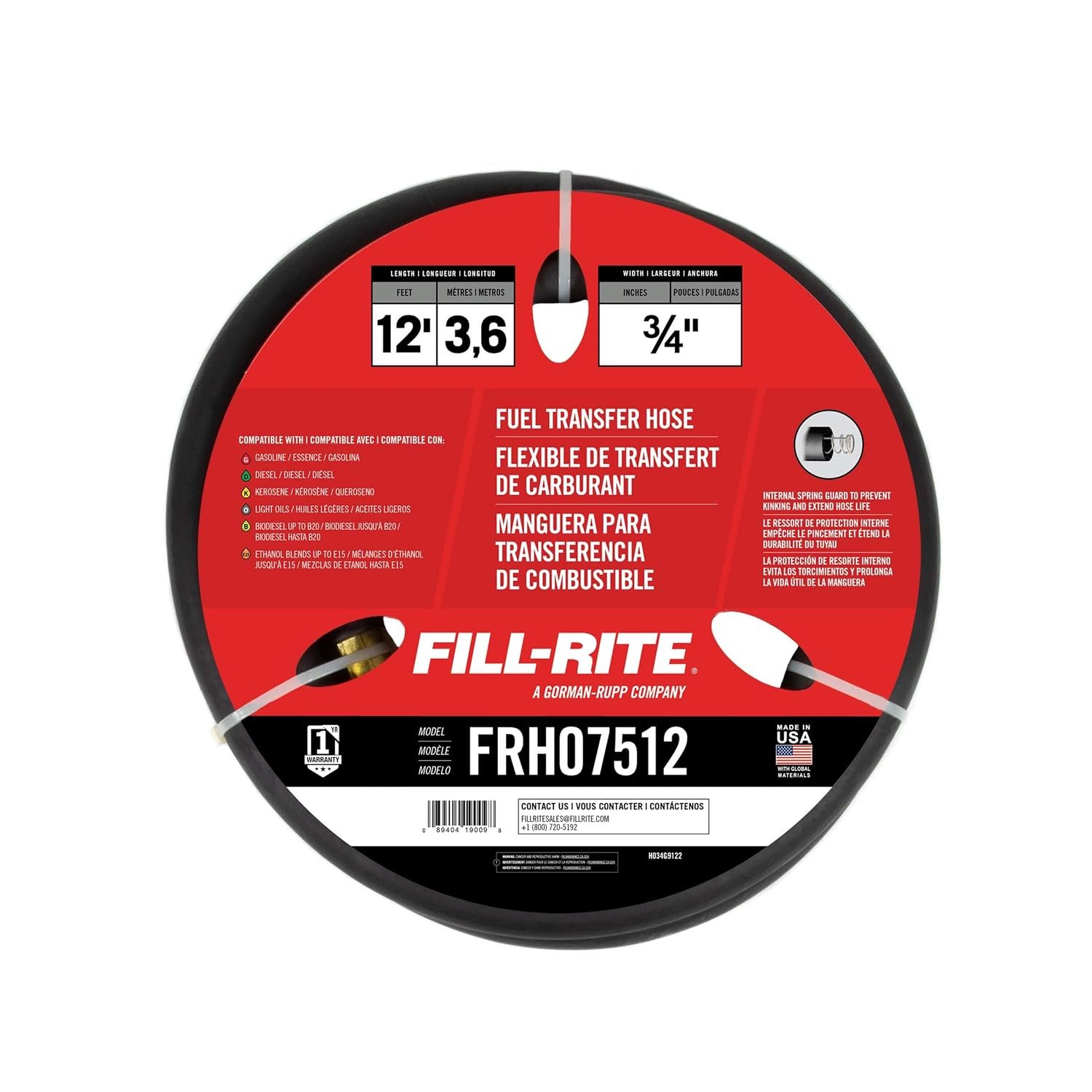 Fill-Rite FRH07512 Fuel Transfer Hose – 3/4in x 12ft Dispensing Hose for Gasoline, Diesel, and Kerosene Applications - Image 2