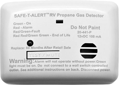 MTI Industries 20441PWT 12V LP Gas Alarm – White Propane Leak Detector with Audible Safety Alert
