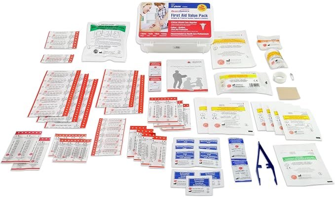 Ready America 74012 Value First Aid Kit – 77-Piece Emergency Medical Pack with Trauma Pad, Cold Pack and Hard Case