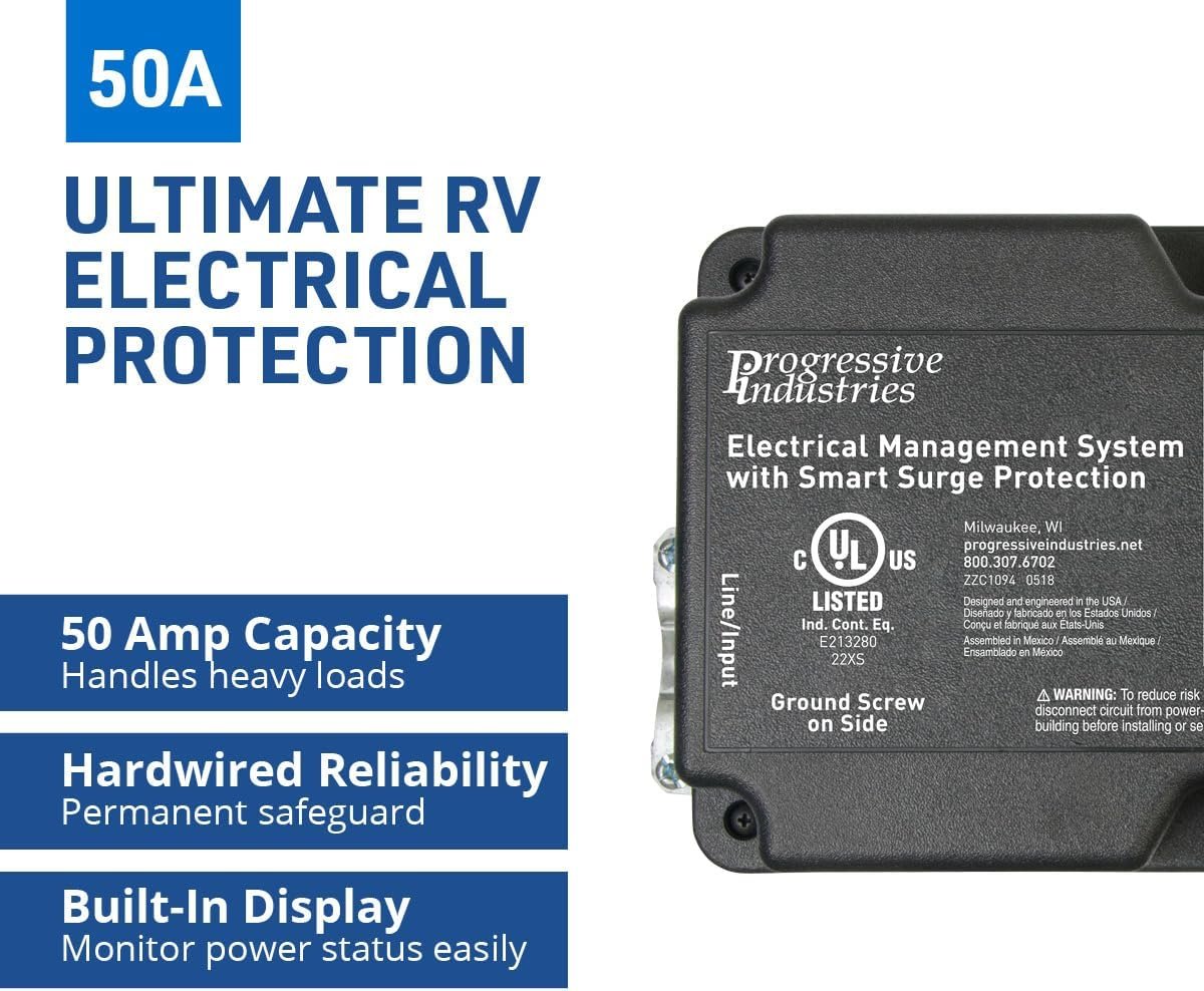 Progressive Industries EMSLCHW50 Hardwired RV Electrical Management System – 50 Amp Surge Protection and Power Monitoring - Image 2