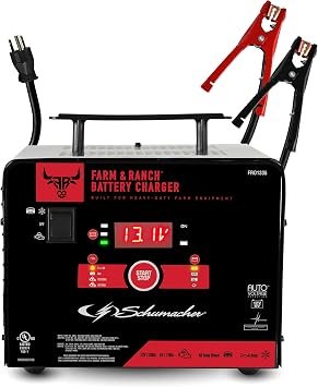 Schumacher FR01335 Farm & Ranch Battery Charger & Engine Starter – 200A Start Power, 40A Boost, 12ft Cables, 6V/12V Support