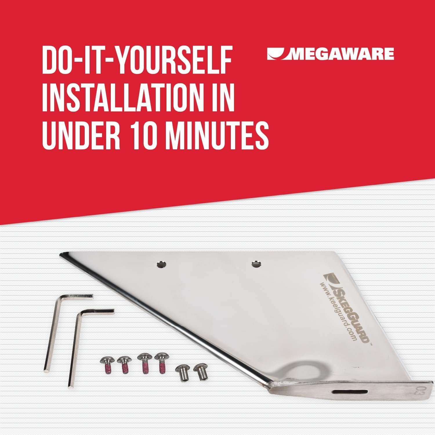 Megaware SkegGuard 27061 Stainless Steel Skeg Protector – 18-Gauge 316 Stainless Construction for Select Mariner Outboards - Image 6