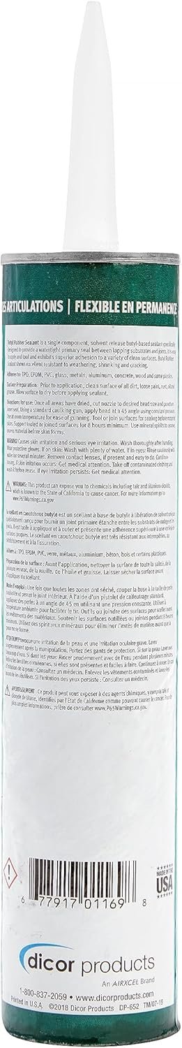 Dicor 451BSG1 Gunable Butyl Sealant – Flexible Non-Hardening RV and Trailer Sealing Compound in Tube - Image 2