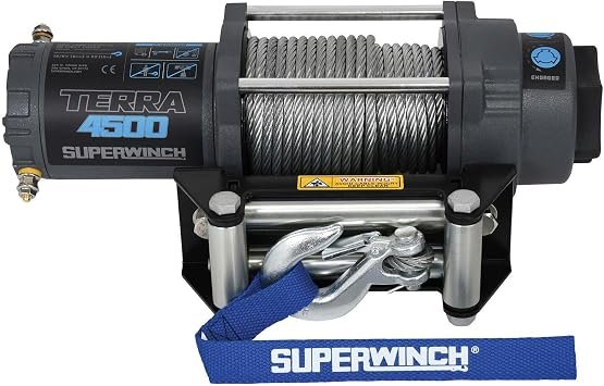 Superwinch Terra 4500 Winch – 4,500 lb 12V Electric Winch with 15/64 in x 50 ft Steel Wire Rope