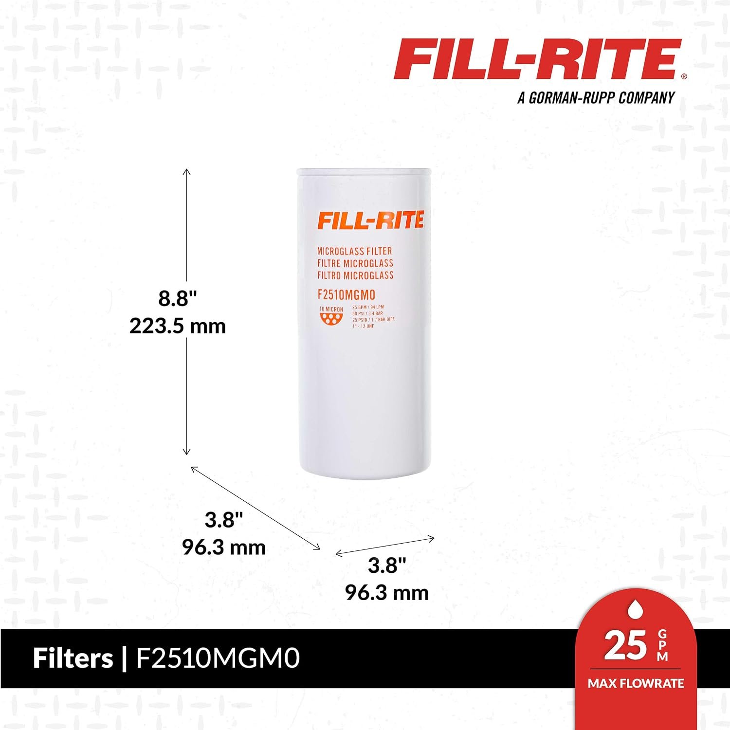 Fill-Rite F2510MGM0 Fuel Filter – 10 Micron Multi-Fuel Spin-On Filter for Systems up to 25 GPM with Water Separation - Image 2