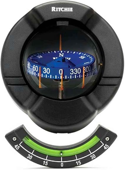 Ritchie SR-2 Sport Compass – Bulkhead Mount Marine Compass with 3.75 Inch CombiDial Black Display