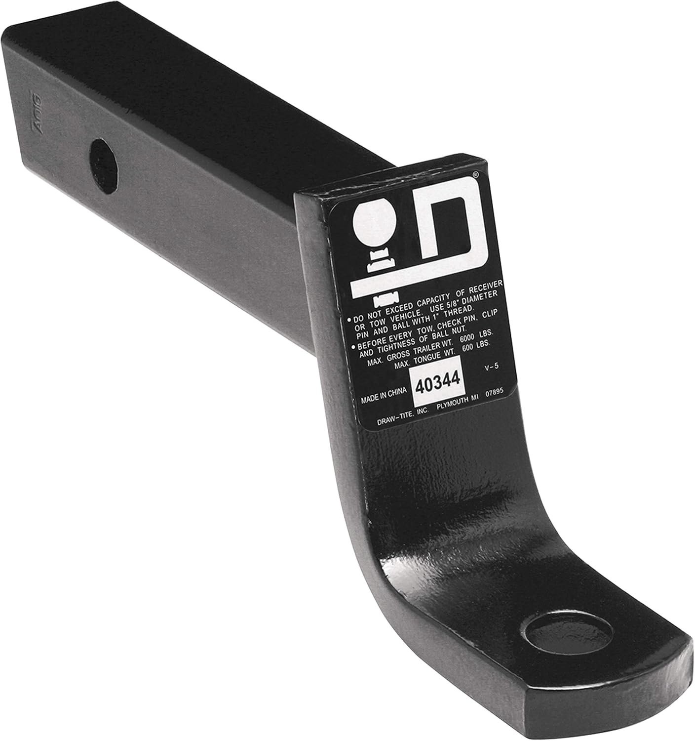 Draw-Tite 40344 Ball Mount – 4in Drop, 2-3/4in Rise, 7500 lb GTW Capacity, Solid Steel Construction for 2in Receivers