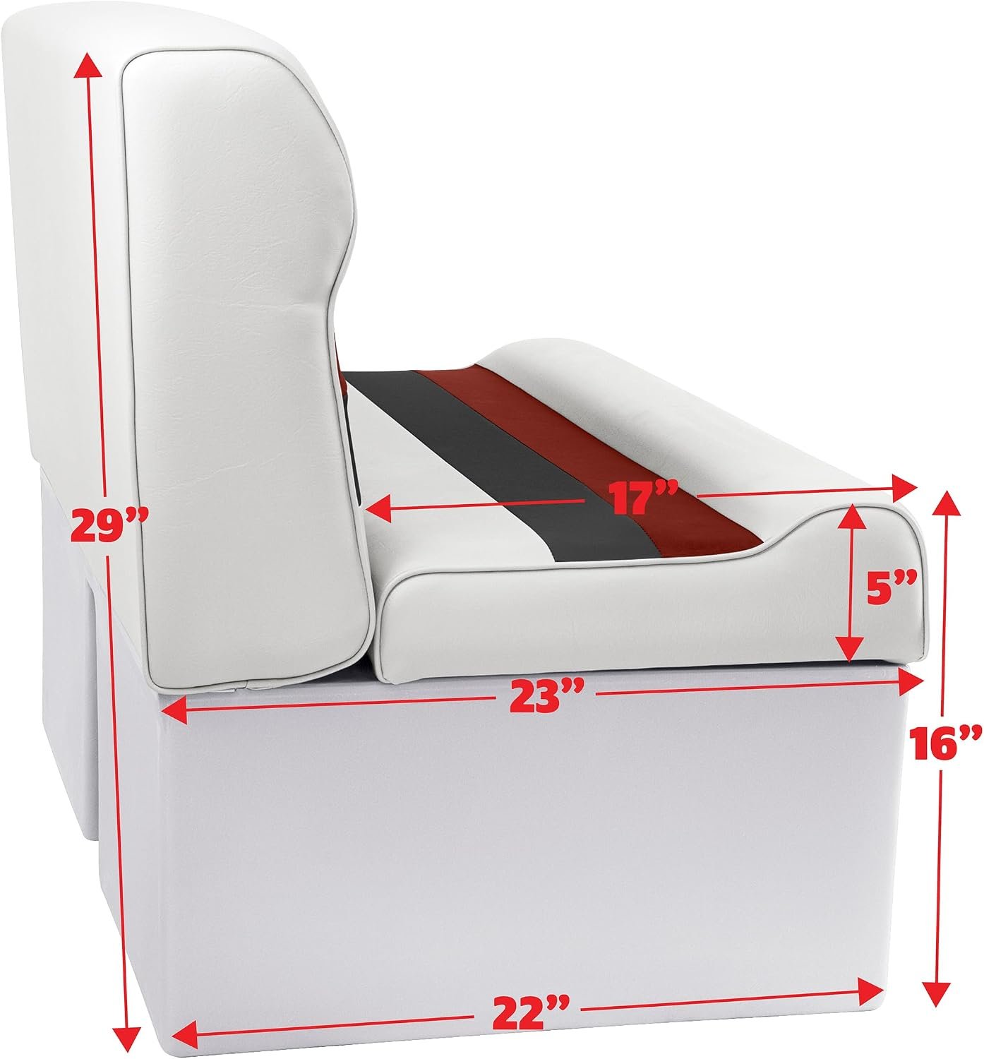 Wise 8WD100-1008 Deluxe Series 37in Pontoon Bench Seat Cushion – White Gray Marine Vinyl – Hinged Seat Assembly - Image 4