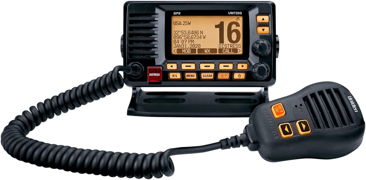 Uniden UM725GBK Fixed Mount Marine VHF Radio – GPS, NMEA 2000 and Class D DSC in Black