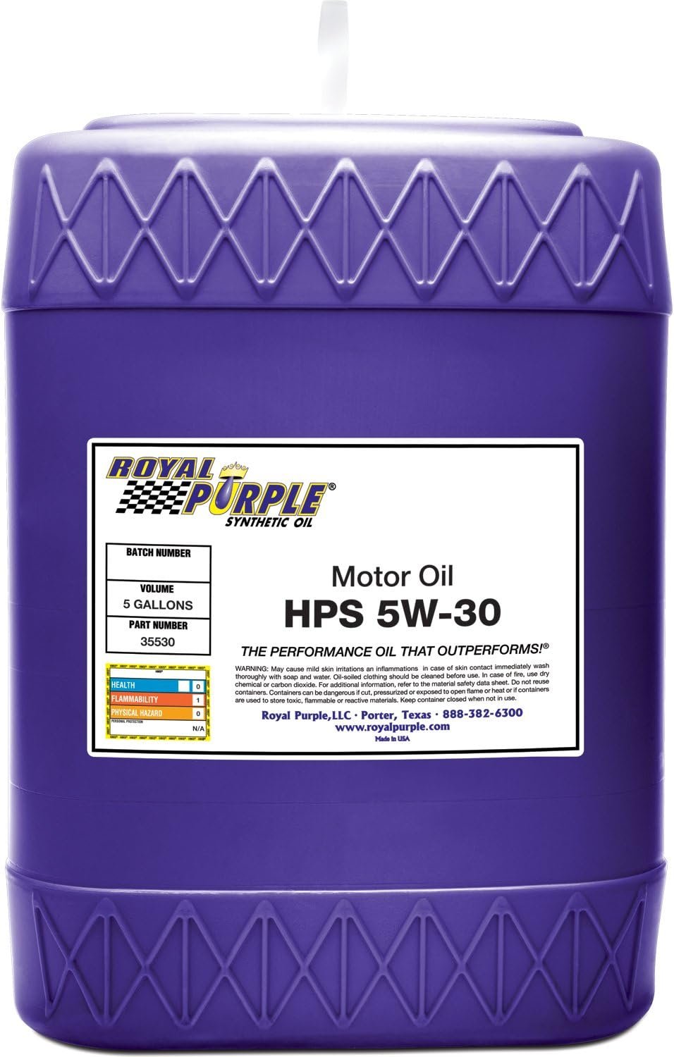 Royal Purple 35530 HPS 5W-30 High Performance Street Synthetic Motor Oil – 5 Gallon Pail with Synerlec Additive Technology
