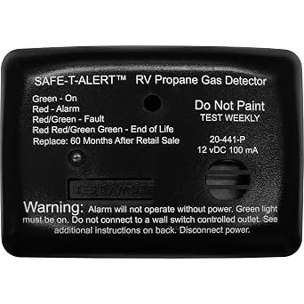 MTI Industries 20441PBL 12V LP Gas Alarm – Black Propane Leak Detector with Continuous Monitoring for RV and Marine Applications
