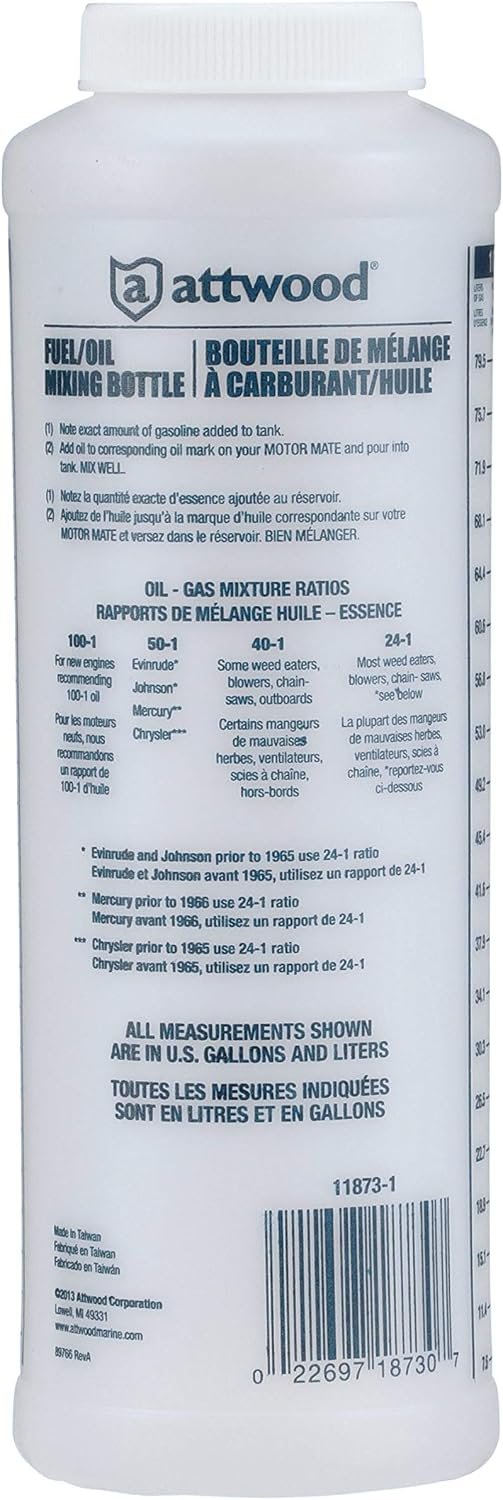 Attwood 118731 Fuel and Oil Mixing Bottle – Ratio Measurement Container – Two-Stroke Fuel Mixing Tool - Image 5