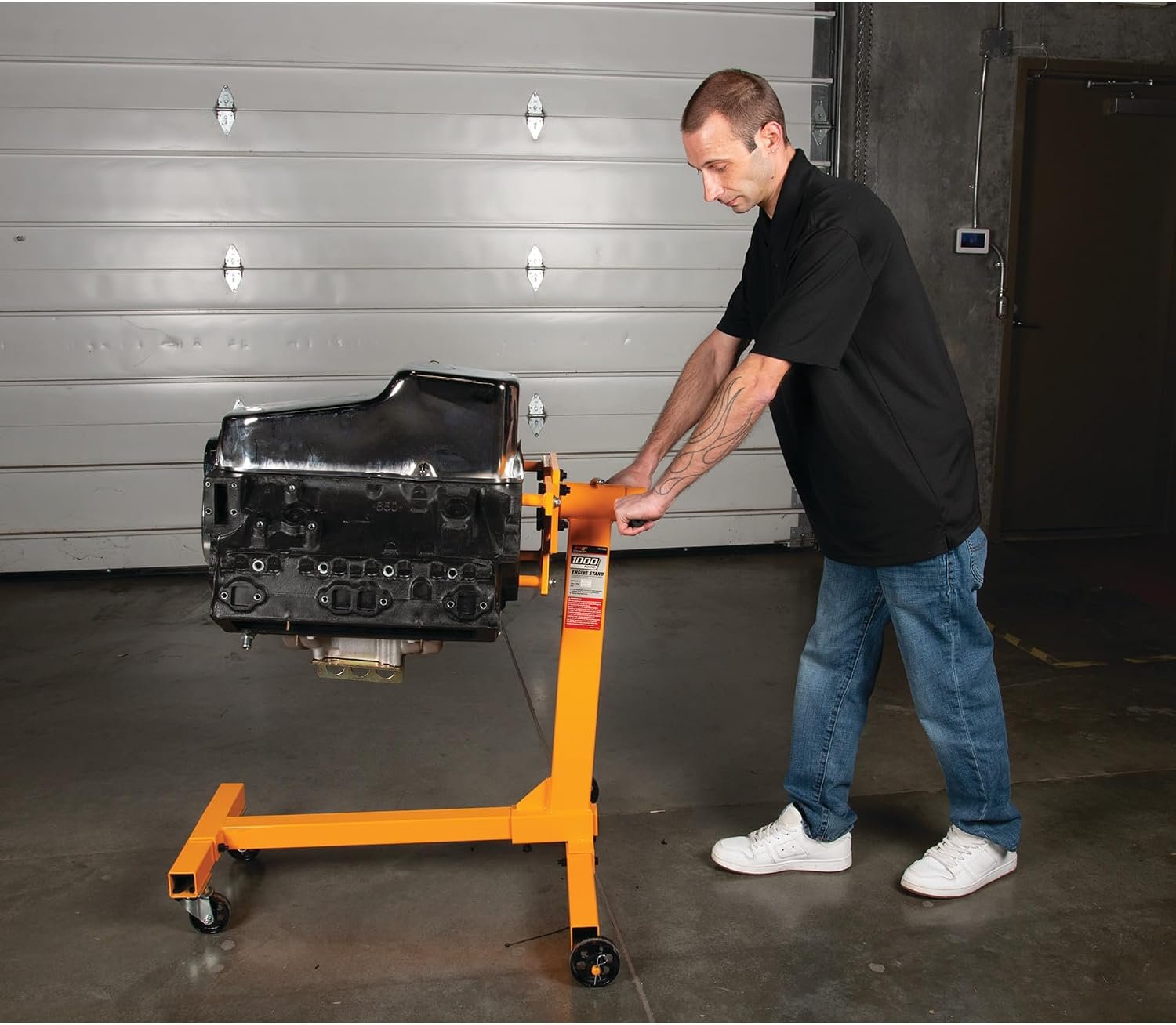 Perform Tool W41025 1000-Lb Engine Stand – 360-Degree Rotating Head with Adjustable Arms and Four Caster Base - Image 6