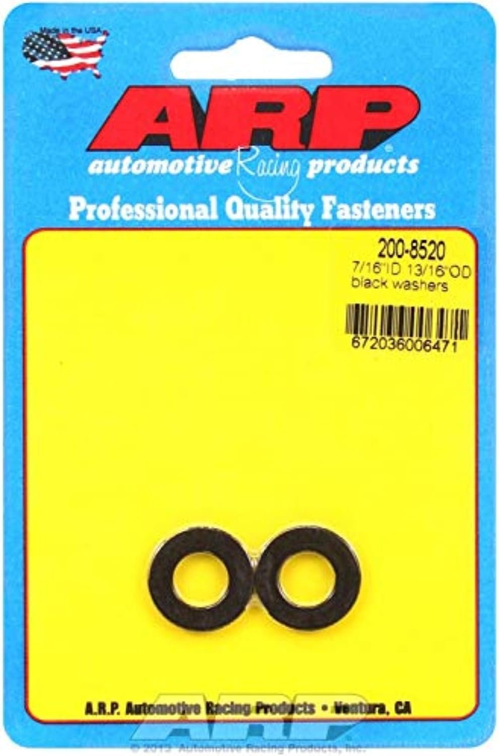 ARP 200-8510 7/16in ID Black Washer Set – 13/16in OD Hardened Steel Fasteners for Engine Builds