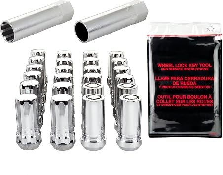 McGard 65630 Chrome SplineDrive 6-Lug Wheel Installation Kit – M14x1.5 Thread, 20 Lug Nuts, 4 Wheel Locks, 22mm Hex