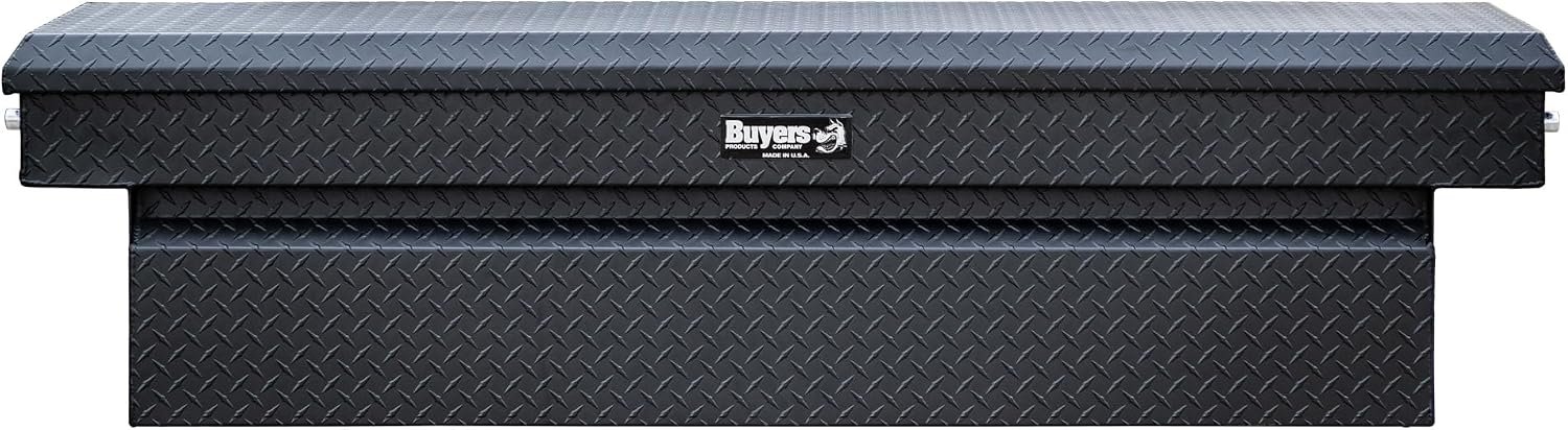 Buyers Products 1739410 Aluminum Crossover Truck Tool Box – 71in x 20in x 18in Matte Black Diamond Tread with Push-Button Locks - Image 2